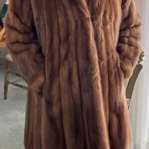 Vintage Lunamarine Real Mink Fur 3/4 Length Coat, Brown, Arista Furs